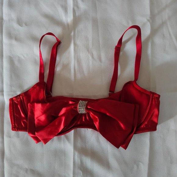 Victoria's Secret Wicked Unlined Bow Balconette Push-Up Bra Lipstick 36C NWT - Picture 4 of 10